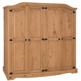 Corona Mexican Style Arch Top 4 Door Wardrobe - Antique Wax