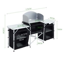 Camping Kitchen Stand Unit Storage Portable Outdoor Black