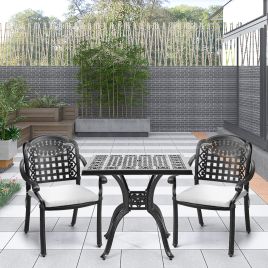 3-Piece Cast Aluminum Square Outdoor Dining Set