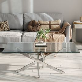 Glass Coffee Table Creative Cross Legs Dining Table