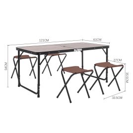 Outdoor Foldable Picnic Table with Four Stools