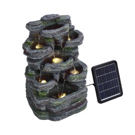 Faux Rock Garden Fountain with Lights