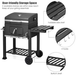 Outdoor Charcoal BBQ Grill with Portable Trolley Garden Grill