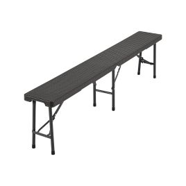 Set of 2 Rattan Plastic Outdoor Folding Bench Black