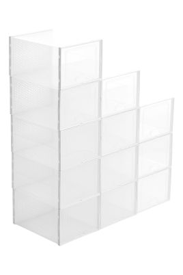 12 Pack Clear Plastic Shoe Storage Boxes