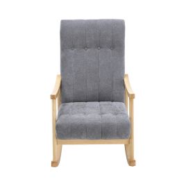 Velvet Upholstered Tufting Rocking Chair Dark Grey