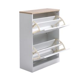 Wooden 2 Drawer Flip Down Shoe Cabinet White