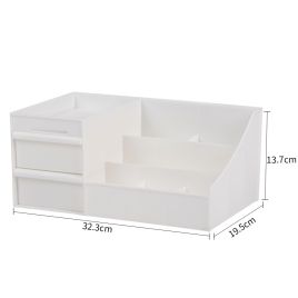 Multi-Purpose White Makeup Storage Box Drawers Organizer 32.3x19.5x13cm
