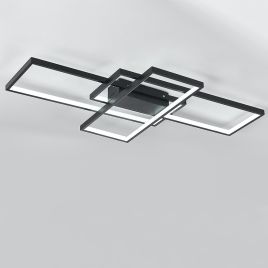 Contemporary LED Ceiling Fixture: Tri-Black Rectangular Shades-110cm W