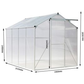 Aluminium Hobby Greenhouse with Base and Window Opening 190x253.5x195cm