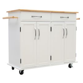White 3ft Wooden Large Catering Trolley Cart Kitchen Cabinet With Drawer
