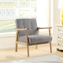Modern Wood Frame Upholstered Armchair Grey