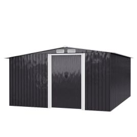Garden Metal Storage Shed with Log Storage