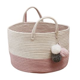 Pink Woven Cotton Rope Laundry Baskets 25cm