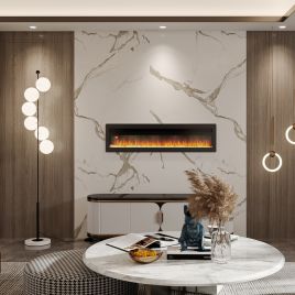 Freestanding Wall Mounted Recessed Electric Fire - Black 50 Inch