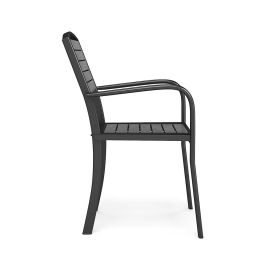 Set of 4 Outdoor Patio Seating Garden Dining Armchairs, Grey