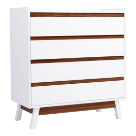 SURREY White Chest of Drawers - Medium-sized, 4 Drawers