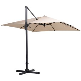 Outdoor Cantilever Parasol: Large Square Canopy with Rotating Function and Plastic Base