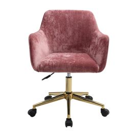 Velvet Ash Pink Swivel Office Chair with Flared Arms