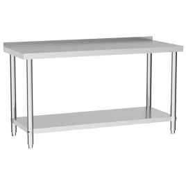 2 Tiers Commercial Kitchen Prep Table Stainless Steel Work Table