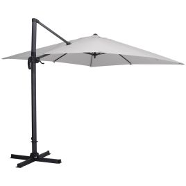 Light Grey 300cm Square Canopy Rotating Cantilever Parasol