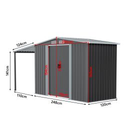 Outdoor Metal Storage Shed with Lean-to