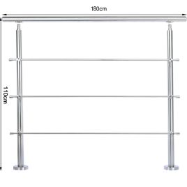 Silver Floor Mount Stainless Steel Handrail for Slopes and Stairs