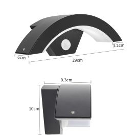Modern Black LED Curved Induction Wall Light for Outdoor