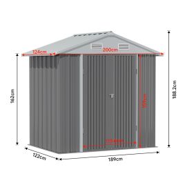 Oasis Garden Metal Storage Shed with Lockable Door