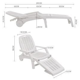 Outdoor Folding Lounge Chair Recliner with Wheels