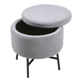 Contemporary Velvet Storage Ottoman With Metal Legs