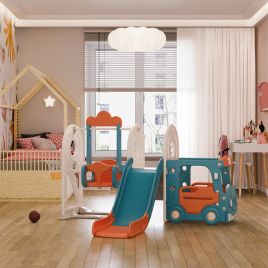 Red 3-in-1 Kids Toddler Swing and Slide Set Climber Playset