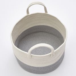 Grey Woven Cotton Rope Laundry Baskets 25cm
