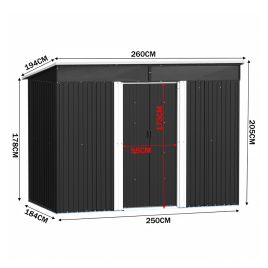 Garden Metal Storage Shed with Lockable Sliding Doors