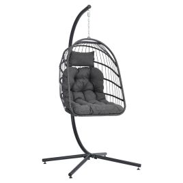 Hanging Egg Chair with Stand and Cushion
