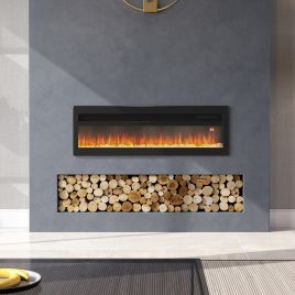 Freestanding Wall Mounted Recessed Electric Fire - Black 40 Inch