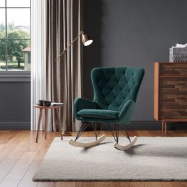 Green Modern Upholstered Rocking Chair
