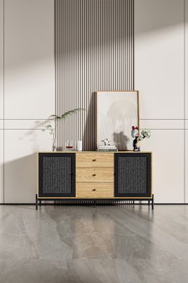 Storage Cabinet with 2 Cupboard Doors and 3 Drawers