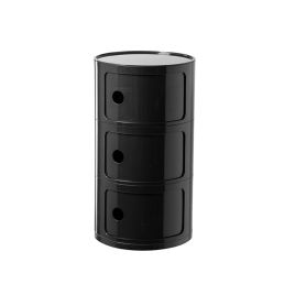Black 3 Drawers Plastic Cylinder Storage Drawer