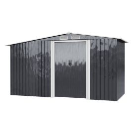 Garden Metal Storage Shed with Log Storage