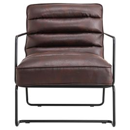Mid-Century PU Leather Armchair with Metal Base
