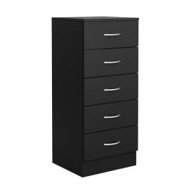 ARVELLO Black Chest of Drawers - Tallboy, Medium-sized, 5 Drawers