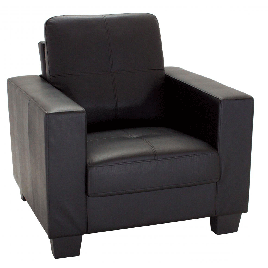 Wadrqua Luxurious Comfort 1-Seater Bonded Leather and PVC Sofa in Black