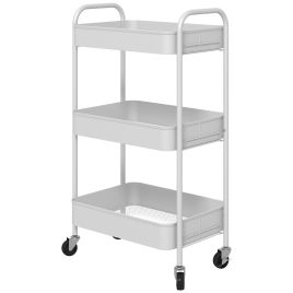 HERON 3 Tier Steel Storage Trolley White