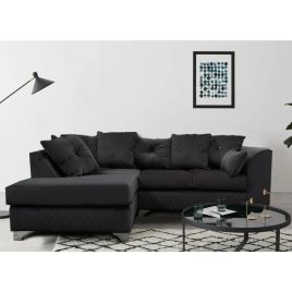 Victoria Plush Velvet Corner Sofa - Black