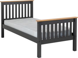 Monaco 3ft Single Bed High Foot End - Grey Oak Effect