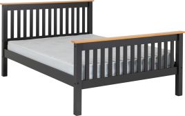 Monaco 4ft6 Double Bed High Foot End - Grey Oak Effect