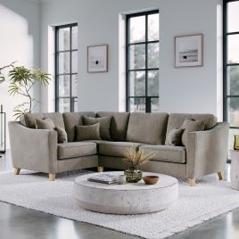 Corner Sofa - KRISTY Fabric 3 Seater Right Hand Facing - Dark Beige