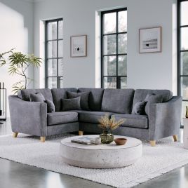 Corner Sofa - KRISTY Fabric 3 Seater Right Hand Facing - Grey