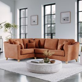 Corner Sofa - KRISTY Fabric 3 Seater Right Hand Facing - Orange